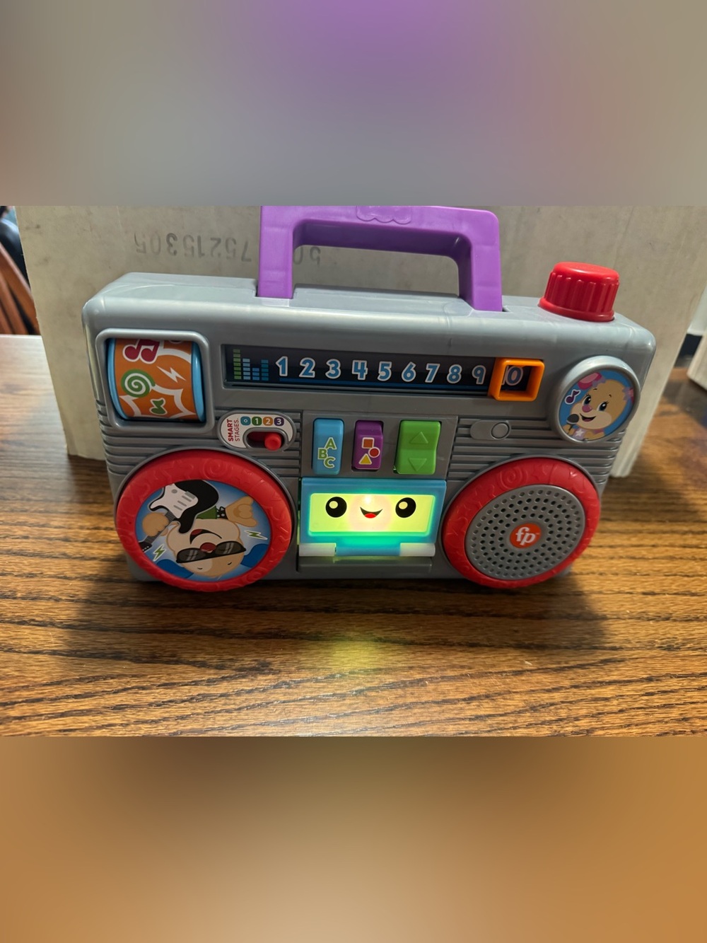 Fisher-Price Light-Up Learning Boombox Toy - Gray, Purple & Red